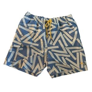 Tommy Bahama Blue and Cream Patterned Swim Shorts